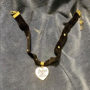 Black Velvet Choker Necklace with Gold Accents